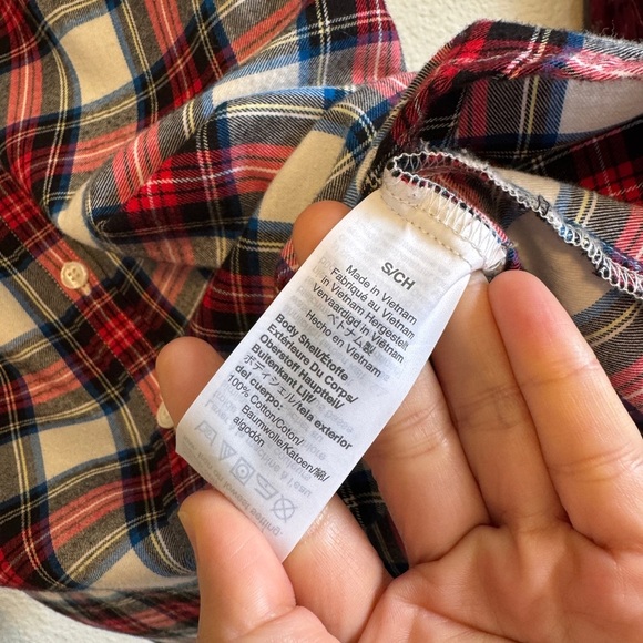 J.Crew festive HOLIDAY PLAID ruffle trim FLANNEL fitted woman’s SHIRT~size S - Picture 8 of 11